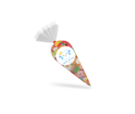 first tooth light blue candy cone