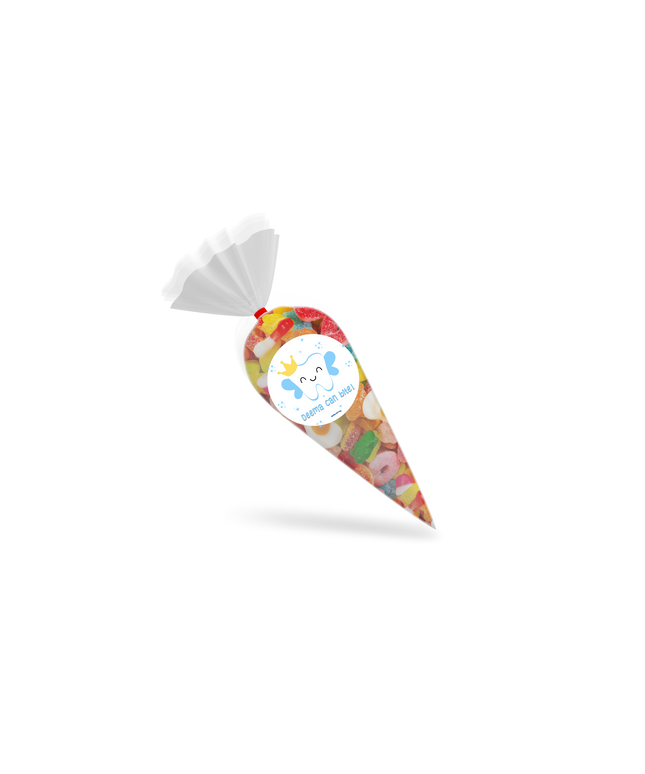 first tooth light blue candy cone