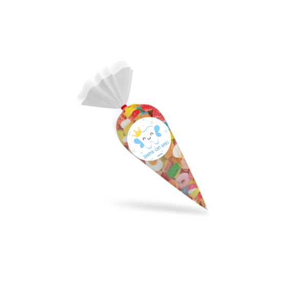 first tooth light blue candy cone