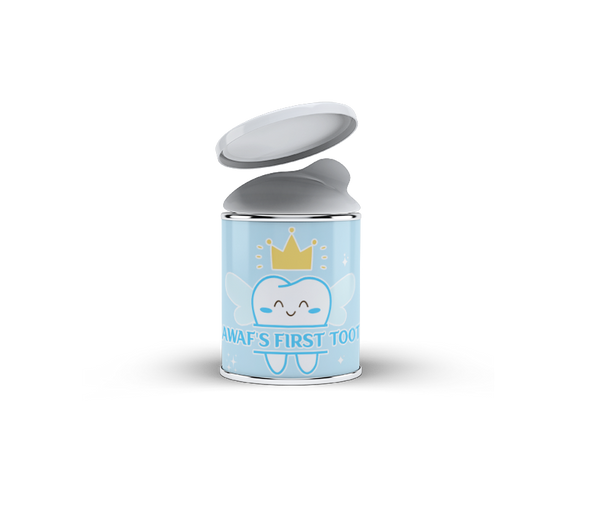 first tooth blue Pringles