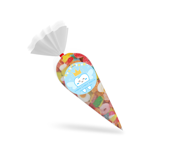 first tooth blue candy cone