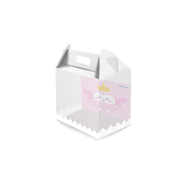 first tooth pink Square Plastic Box