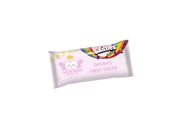 first tooth pink skittles