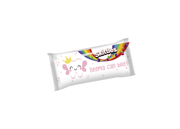 first tooth light pink skittles